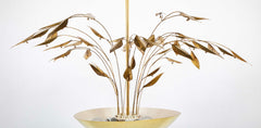 Pair of Custom Enameled Brass Chandeliers in the Manner of Paavo Tynell   Priced Individually