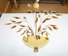 Pair of Custom Enameled Brass Chandeliers in the Manner of Paavo Tynell   Priced Individually