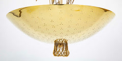Pair of Custom Enameled Brass Chandeliers in the Manner of Paavo Tynell   Priced Individually