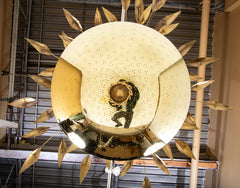 Pair of Custom Enameled Brass Chandeliers in the Manner of Paavo Tynell   Priced Individually