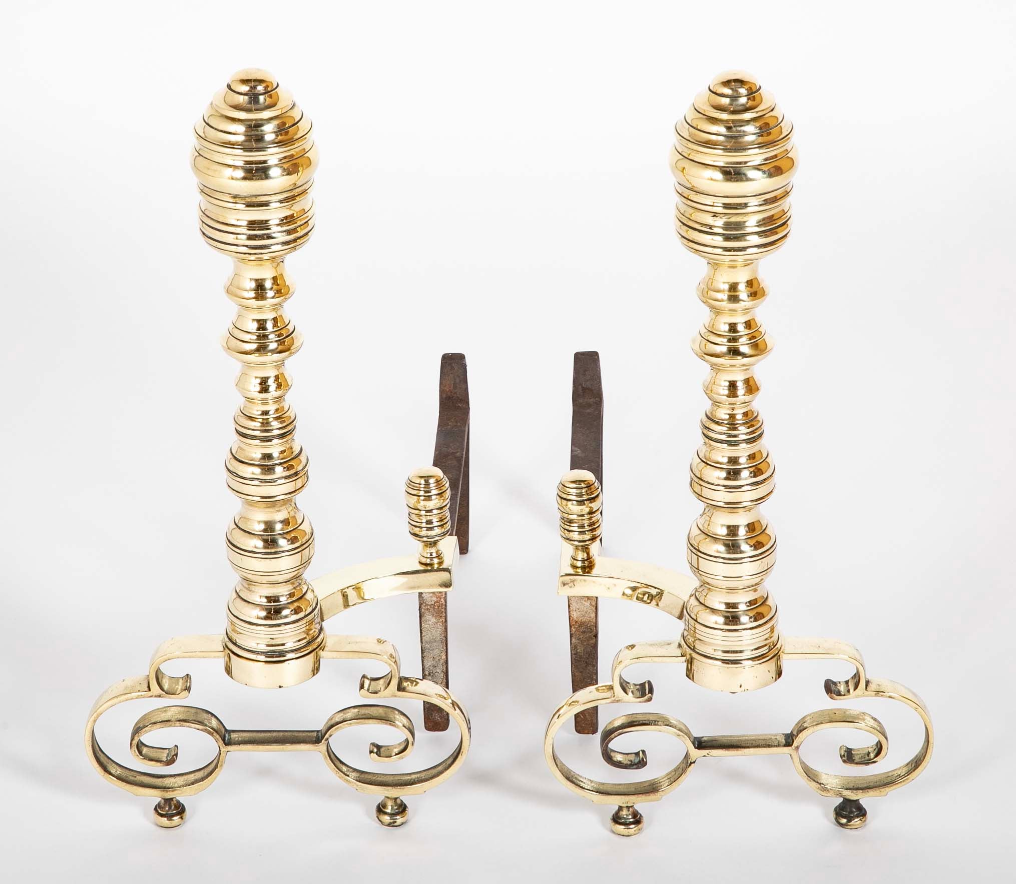 Brass Andirons from the Early 20th Century