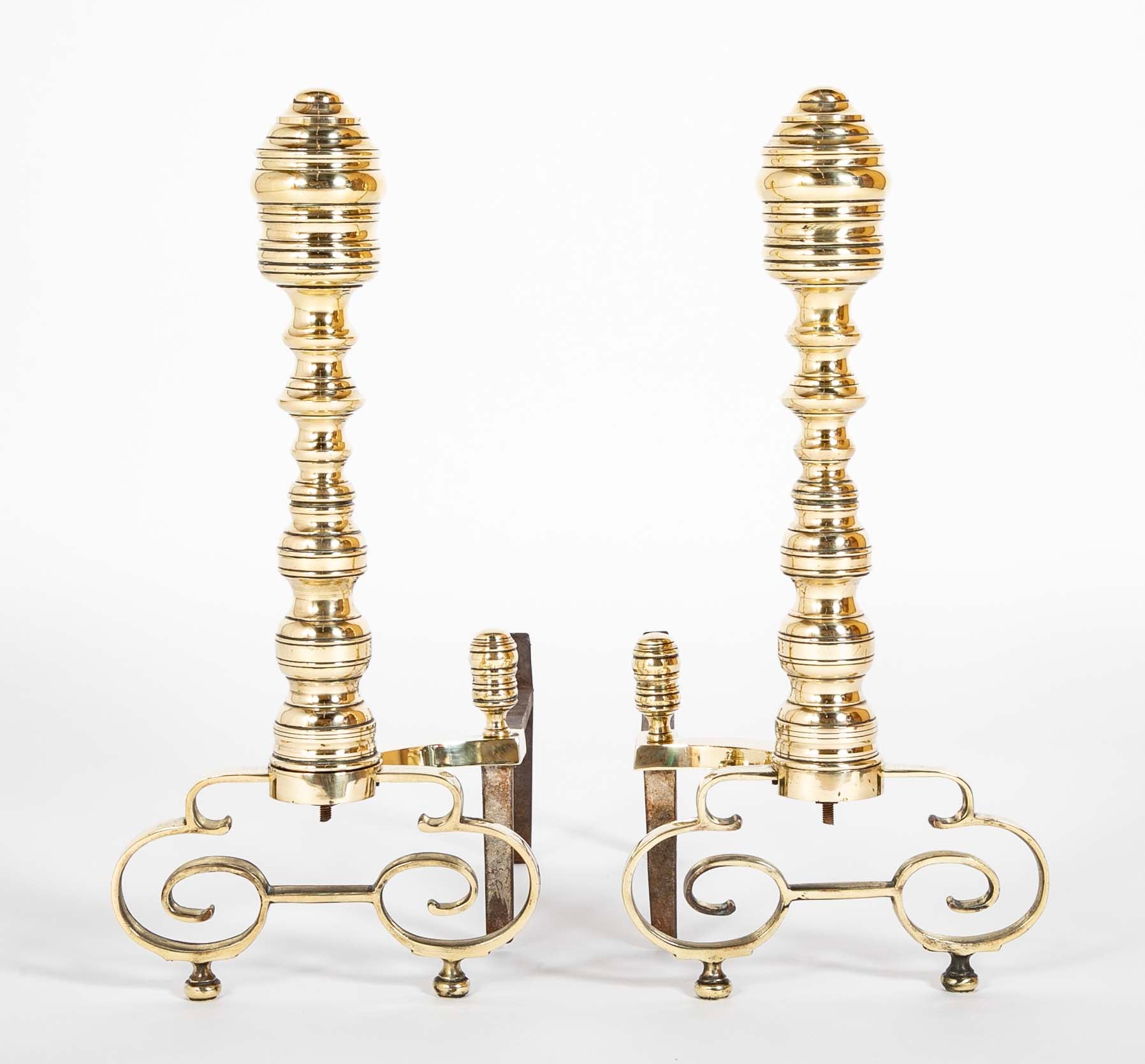 Brass Andirons from the Early 20th Century