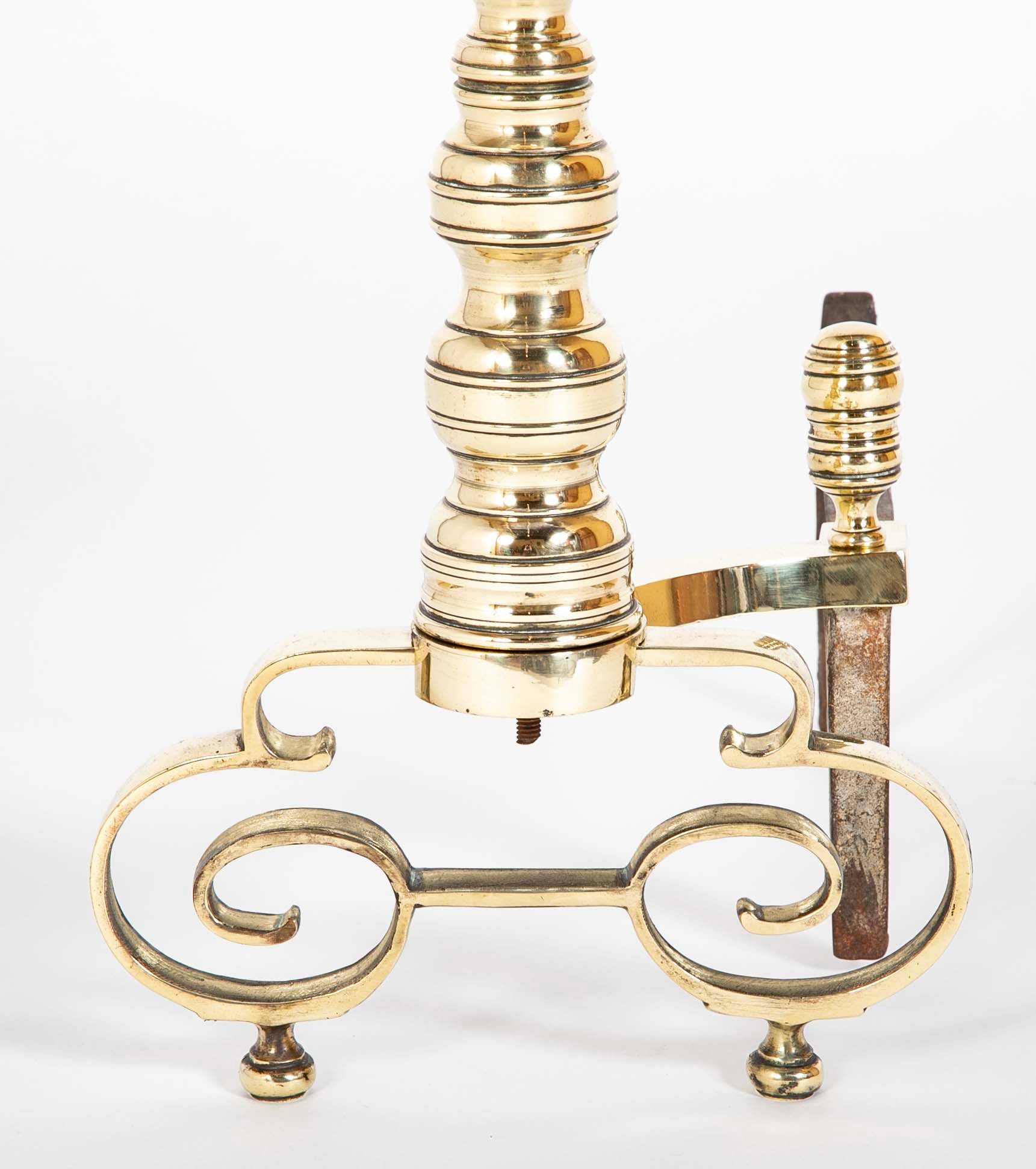 Brass Andirons from the Early 20th Century