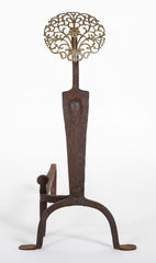 Pair of Brass Medallion Andirons