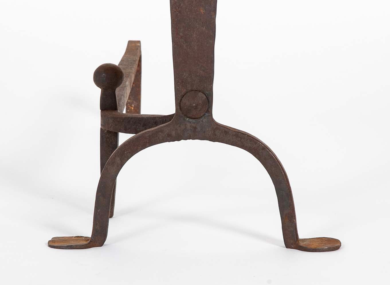 Pair of Brass Medallion Andirons