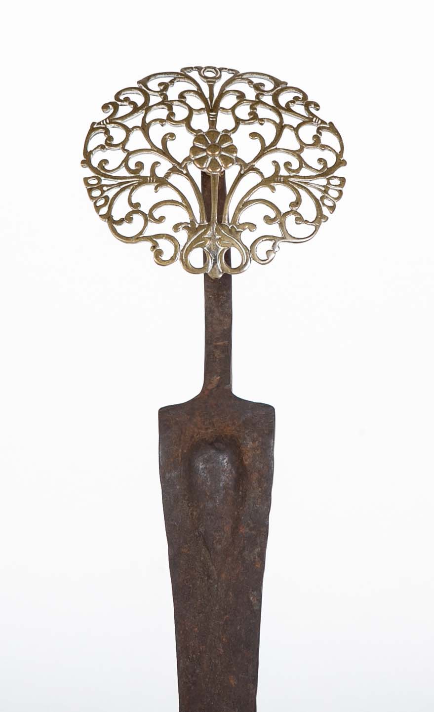 Pair of Brass Medallion Andirons