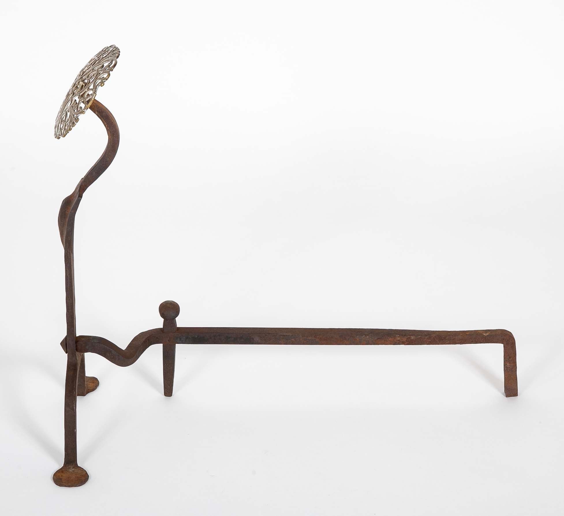 Pair of Brass Medallion Andirons