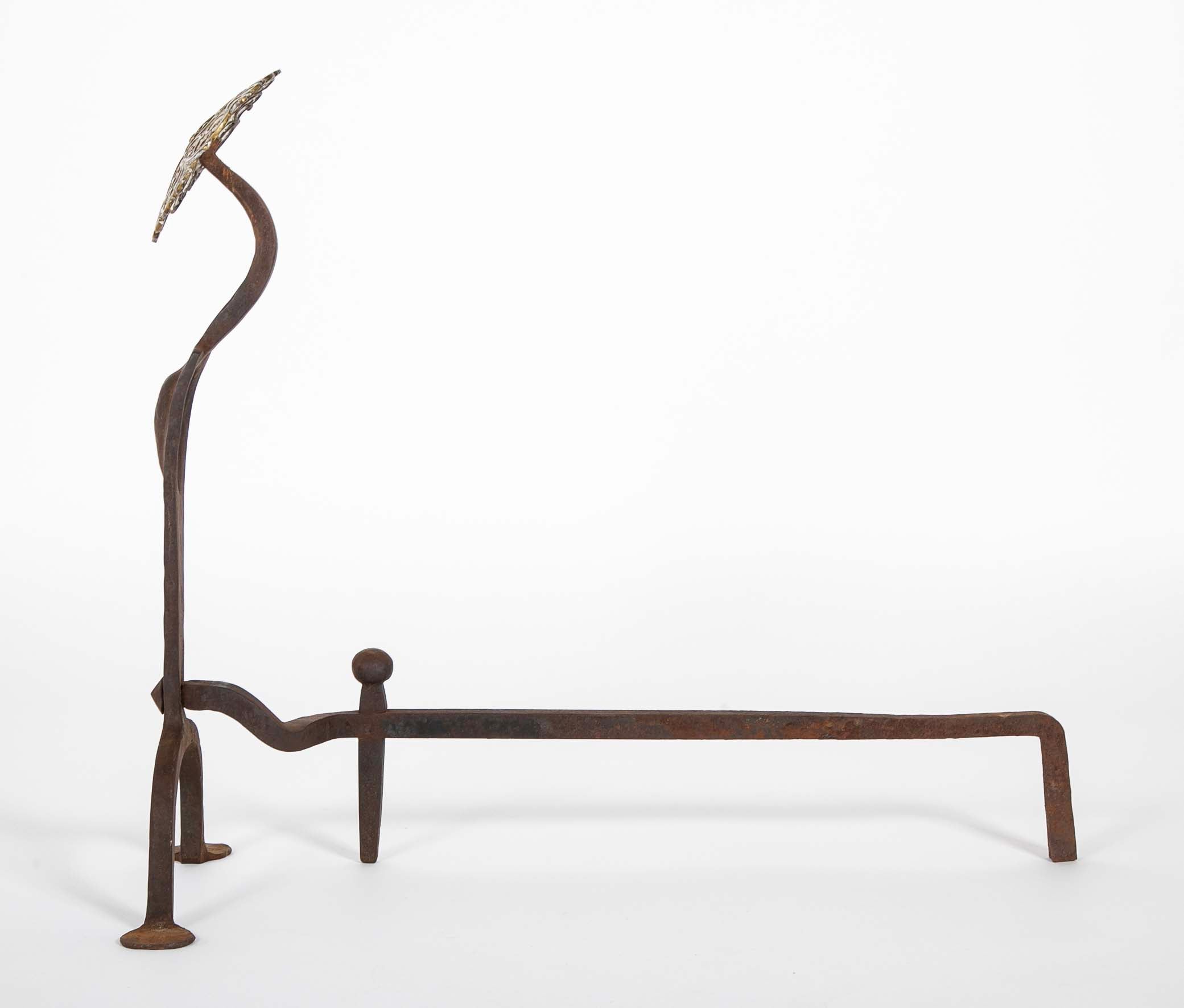 Pair of Brass Medallion Andirons