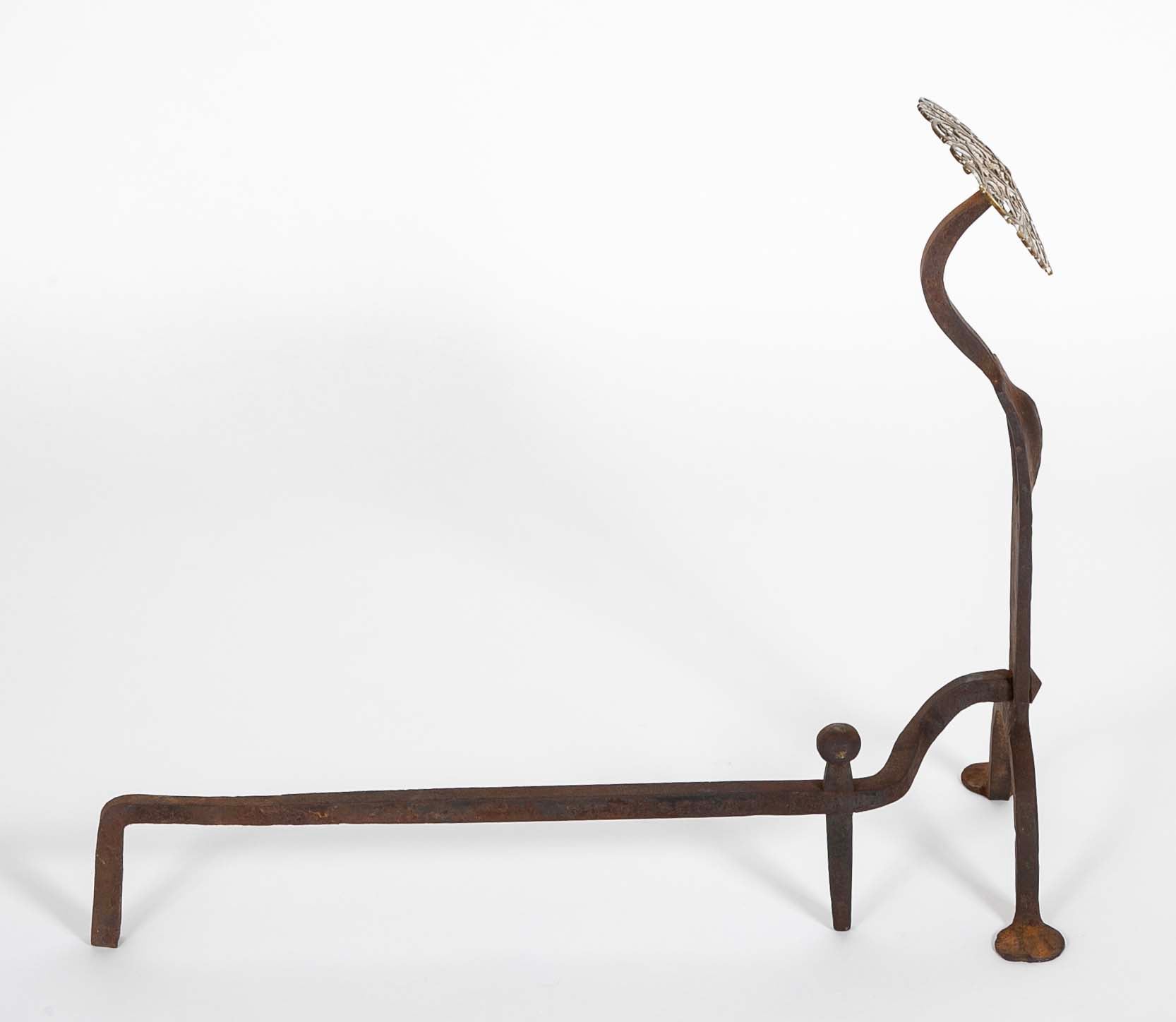 Pair of Brass Medallion Andirons