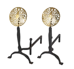 Large Brass Medallion Andiron