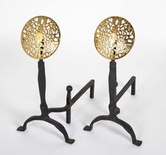 Large Brass Medallion Andiron