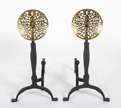 Large Brass Medallion Andiron