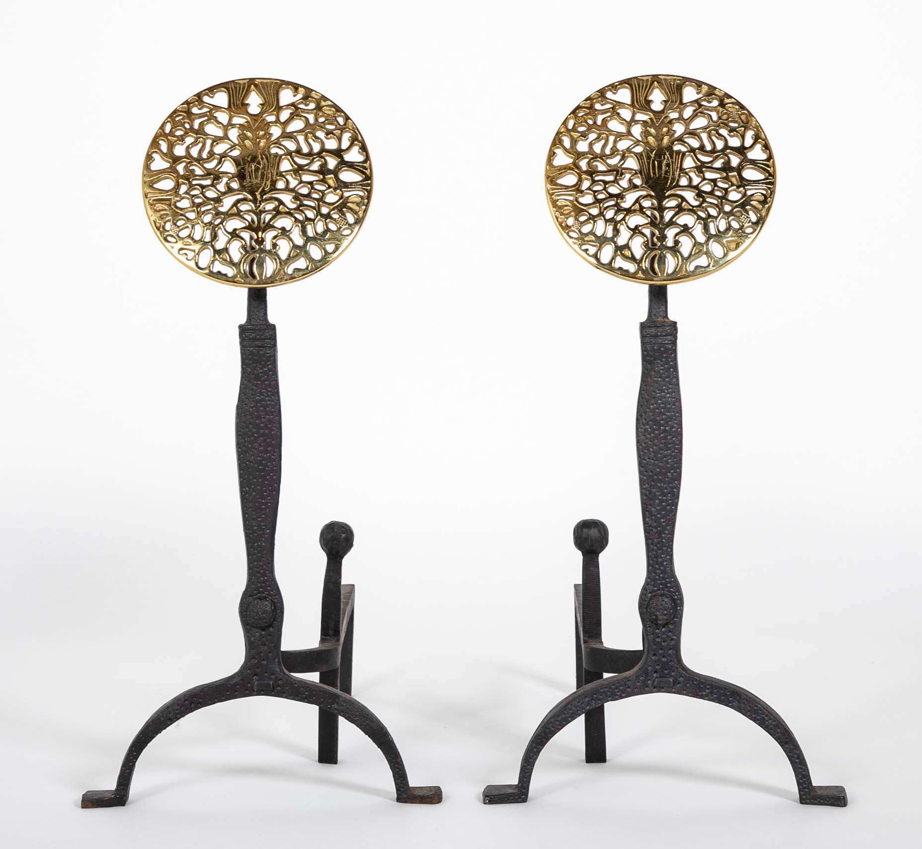 Large Brass Medallion Andiron