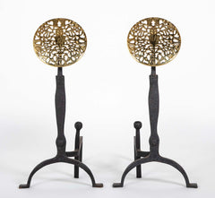 Large Brass Medallion Andiron