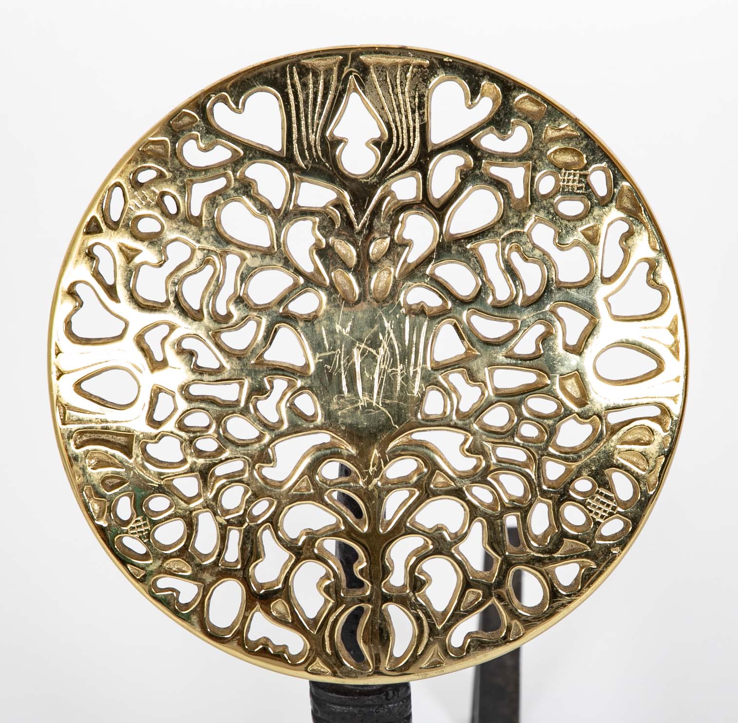 Large Brass Medallion Andiron