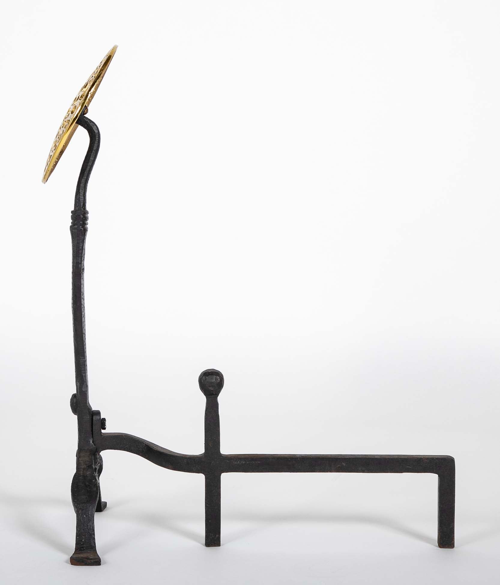 Large Brass Medallion Andiron