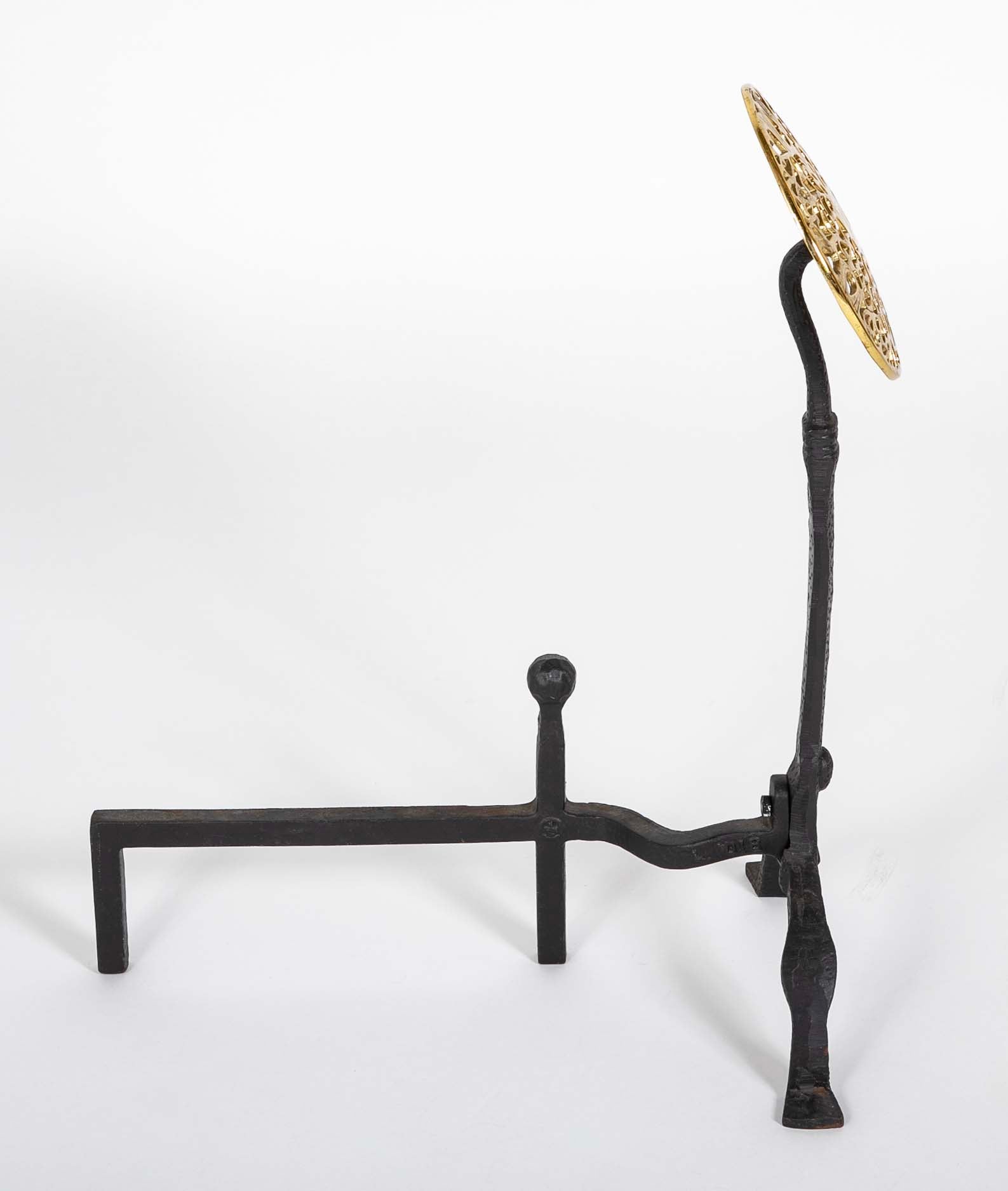 Large Brass Medallion Andiron