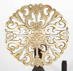 Pair of 20th Century Brass Medallion Andirons