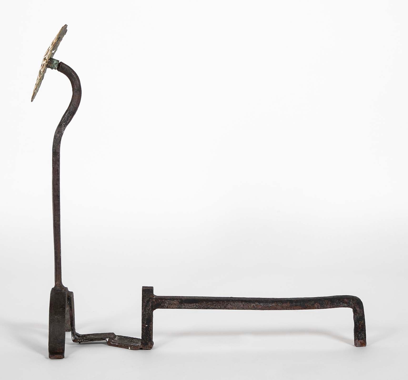 Pair of 20th Century Brass Medallion Andirons