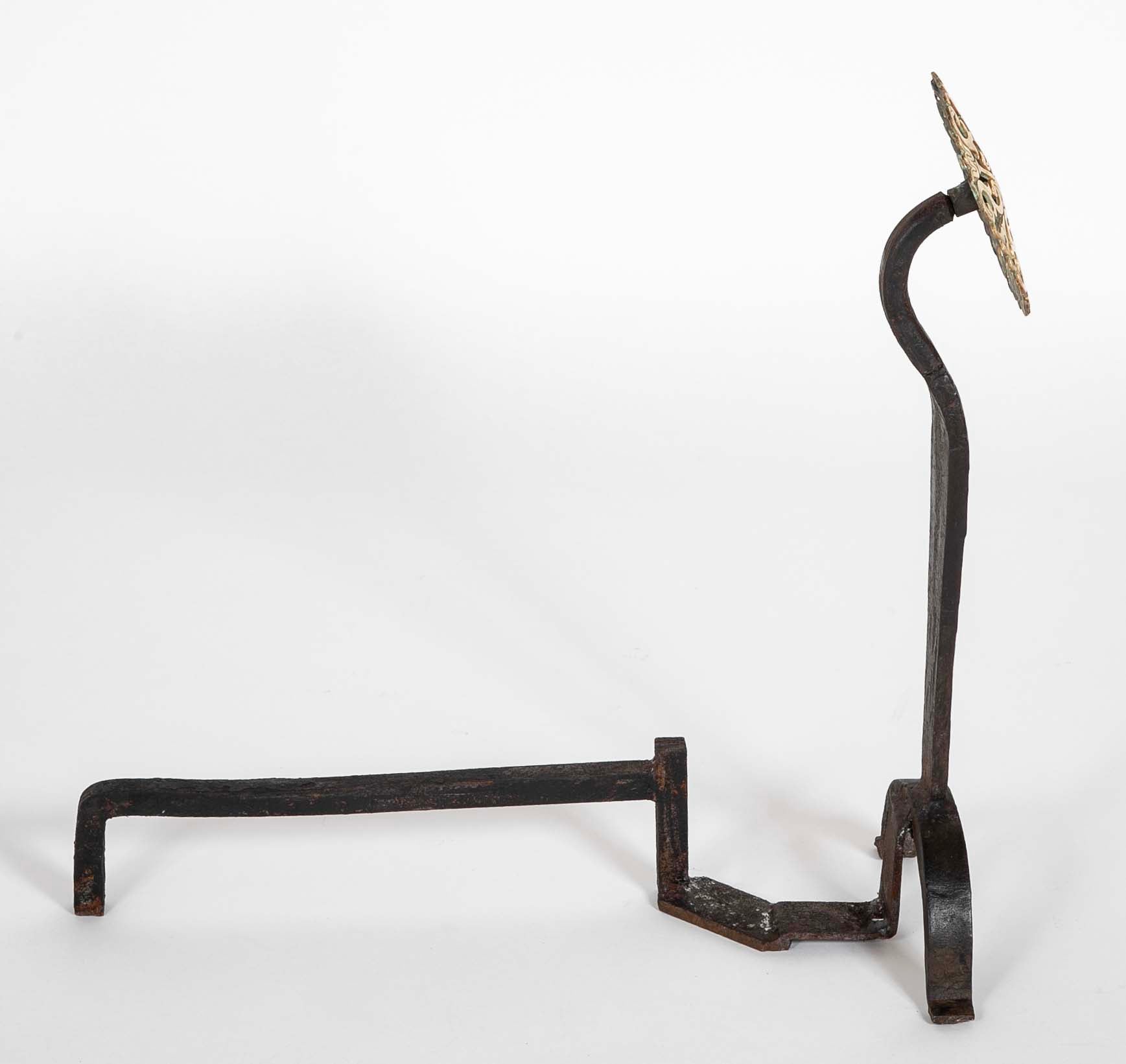 Pair of 20th Century Brass Medallion Andirons