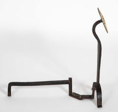 Pair of 20th Century Brass Medallion Andirons