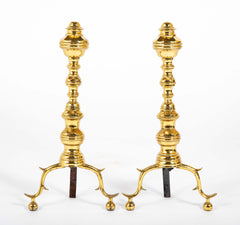 A Pair of Mid 20th Century Brass Andirons