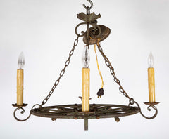 Vintage 4 Light Wrought Iron Chandelier