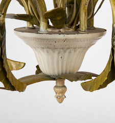 Wonderful 1950's Tole Chandelier with White Painted Hydrangeas