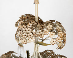 Wonderful 1950's Tole Chandelier with White Painted Hydrangeas