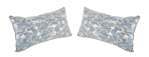 A Pair of Blue Fortuny Camouflage Pillows        Also Priced Individually