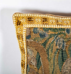 18th Century Tapestry now a Pillow with Velvet Linen Backing