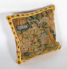 An 18th Century Tapestry now a Pillow with Velvet Backing