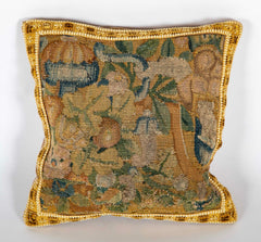 An 18th Century Tapestry now a Pillow with Velvet Backing