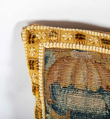 An 18th Century Tapestry now a Pillow with Velvet Backing