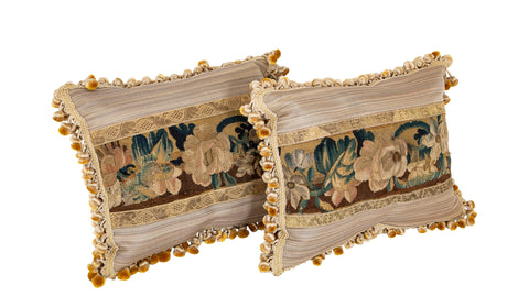 Pair of 18th Century Tapestry Panels now Pillows  -    Also Priced Individually