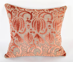 Bevilacqua Fabric Antique Pinkish Caccia ( Cut Velvet ) Pattern Pillow