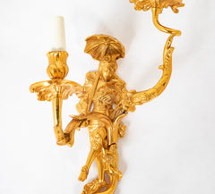 A Pair of Sherle Wagner Chinoiserie Two Light Sconces