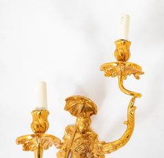 A Pair of Sherle Wagner Chinoiserie Two Light Sconces