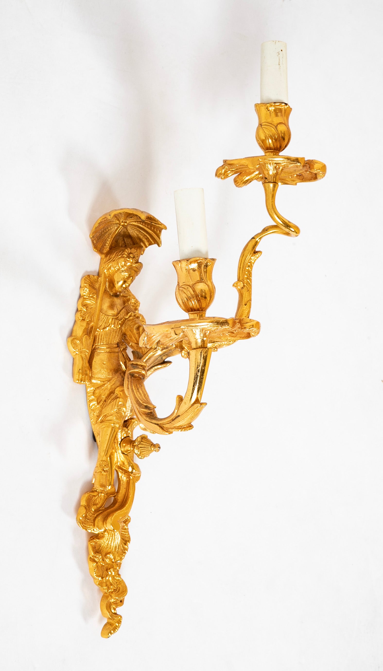 A Pair of Sherle Wagner Chinoiserie Two Light Sconces