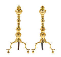 A Pair of Mid 20th Century Brass Andirons