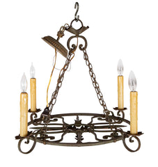 Vintage 4 Light Wrought Iron Chandelier