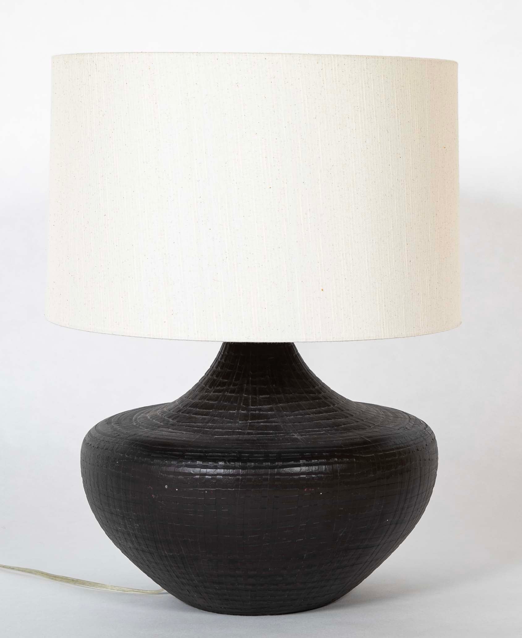 Large Black Pottery Table Lamp