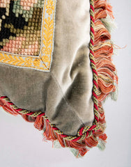 Victorian Needlework Pillow with Silk Backing