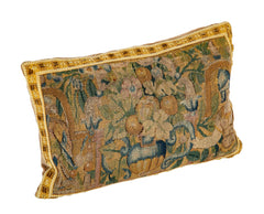 18th Century Tapestry now a Pillow with Velvet Linen Backing