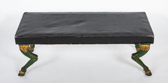 A Black Leather and Painted Bench