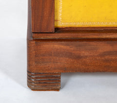19th Century French Mahogany Cabinet with Yellow Leather Drawers