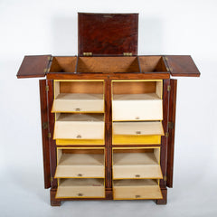 19th Century French Mahogany Cabinet with Yellow Leather Drawers
