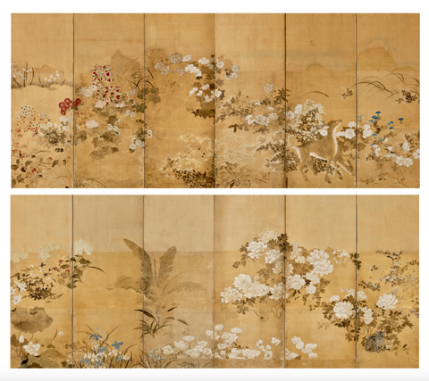 A Pair of Edo Period Late 17th- Early 18th century Japanese Screens