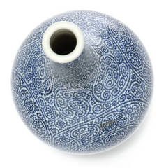A Large Japanese Blue and White Bottle Form Vase