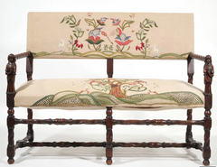 A Jacobean Style Bench with Excellent Crewelwork Embroidery